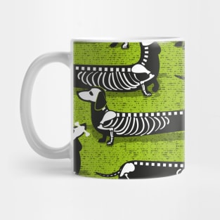 Spooktacular long dachshunds skeleton // pattern // bahia green background skeleton dogs Mug